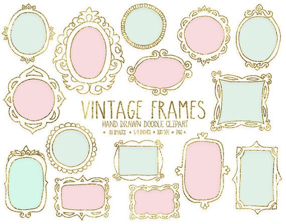Colors clipart mint. Gold pink frame digital