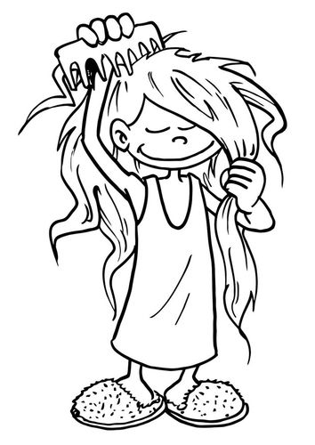 Comb clipart coloring page. Brush my hair chore