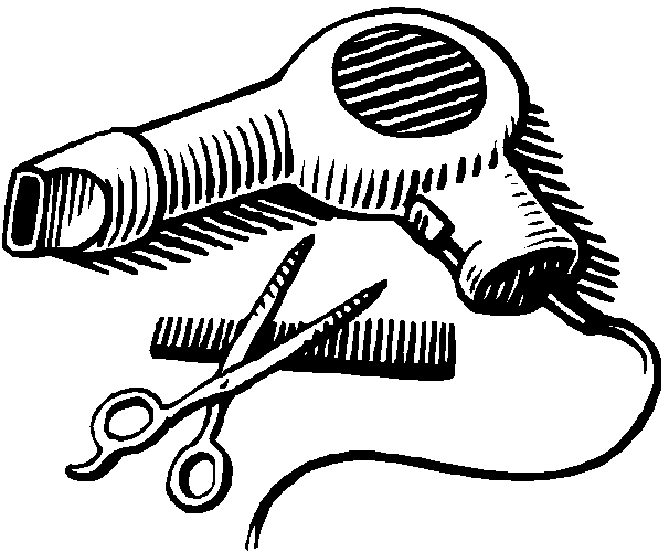 Shears and clipartfest hairstyle. Comb clipart coloring page