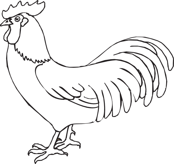Outline clip art at. White clipart rooster