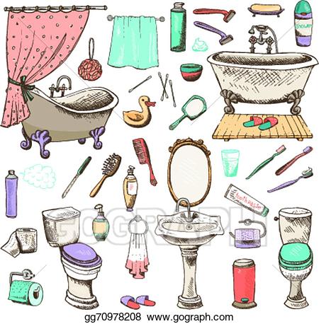 Vector stock set of. Hairbrush clipart personal hygiene