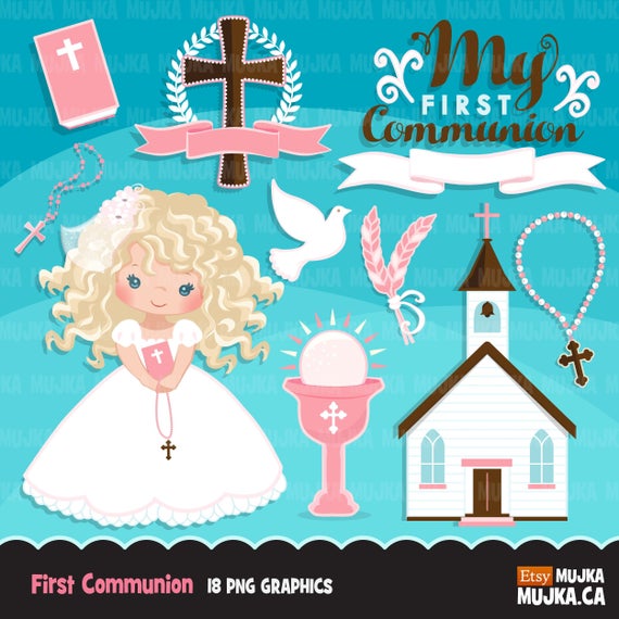 Communion clipart churc. First for girls cute