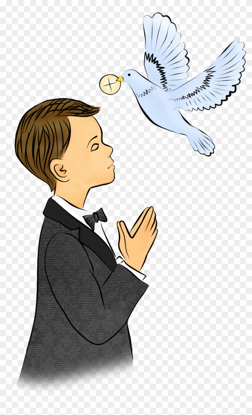 First holy boy . Communion clipart dove