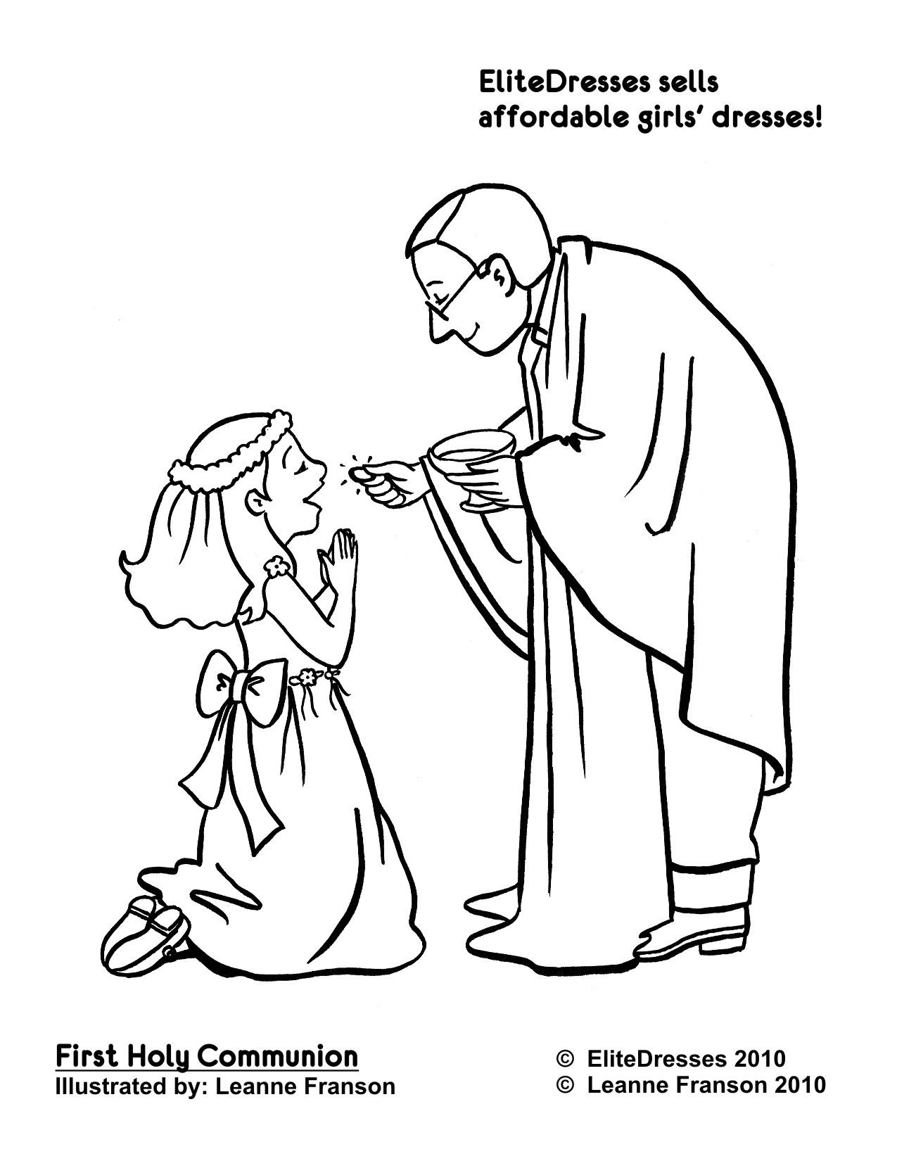communion clipart kid coloring page