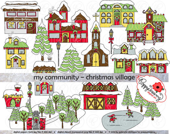 Community clipart. My christmas village dpi