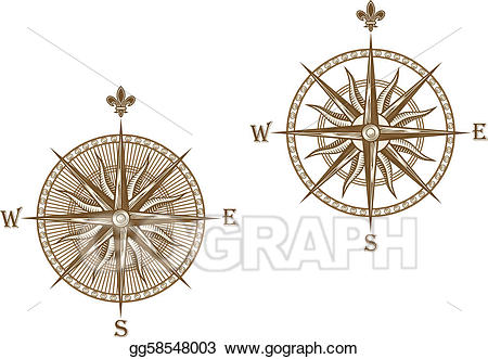 Compass clipart ancient. Vector illustration eps 