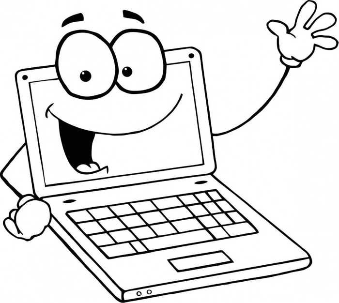 laptop clipart coloring page