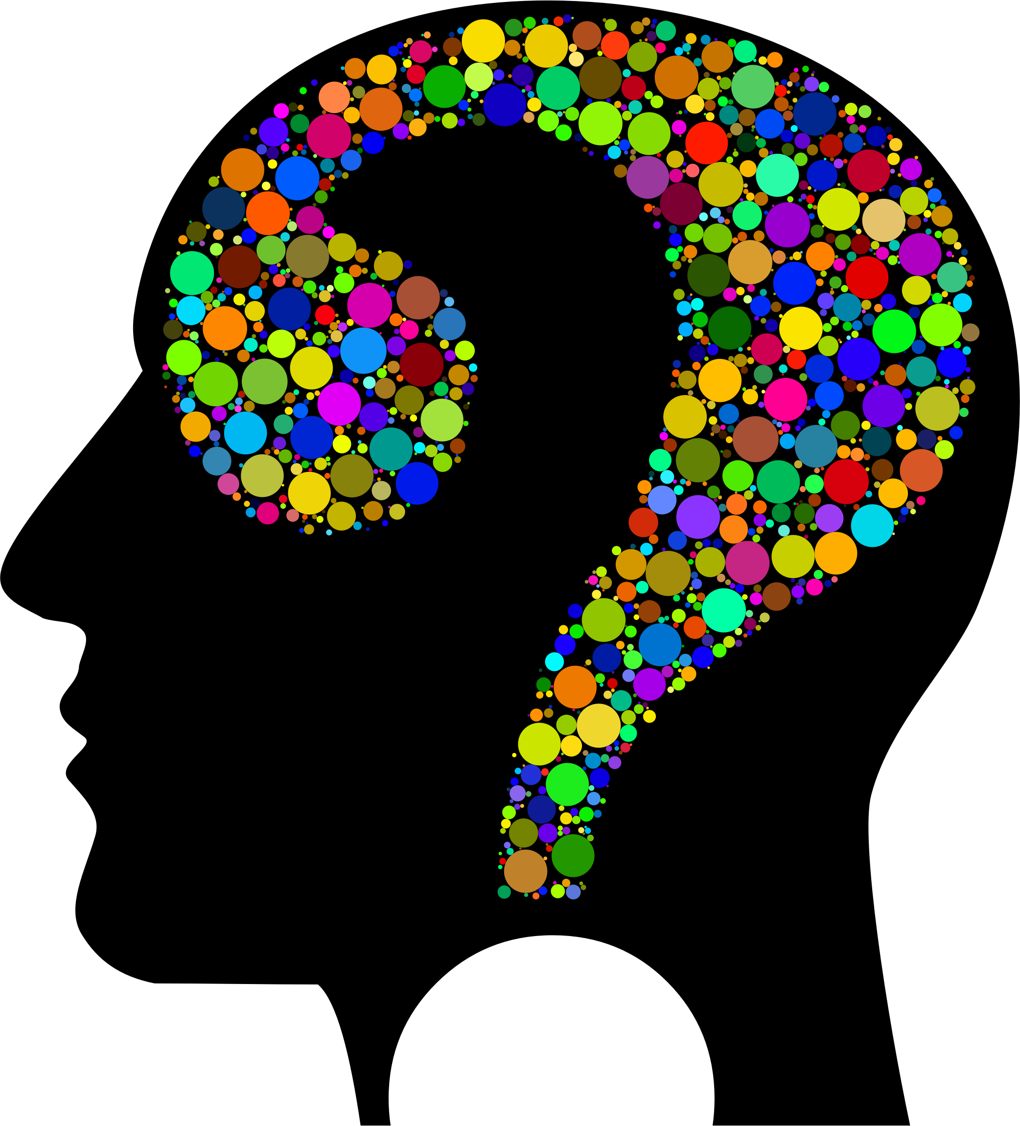 Thoughts clipart content. Colorful question head circles