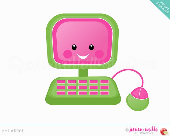 Instant download cutie computer. Computers clipart cute