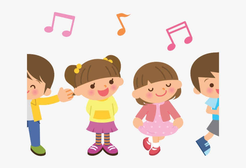 Kids singing cartoon children. Concert clipart children's