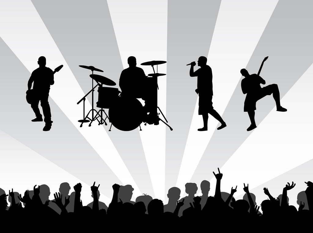 Concert clipart rock band silhouette. Free download clip art