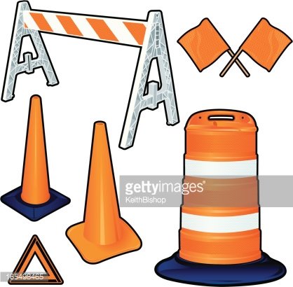 Barriers cones warning flags. Cone clipart construction equipment