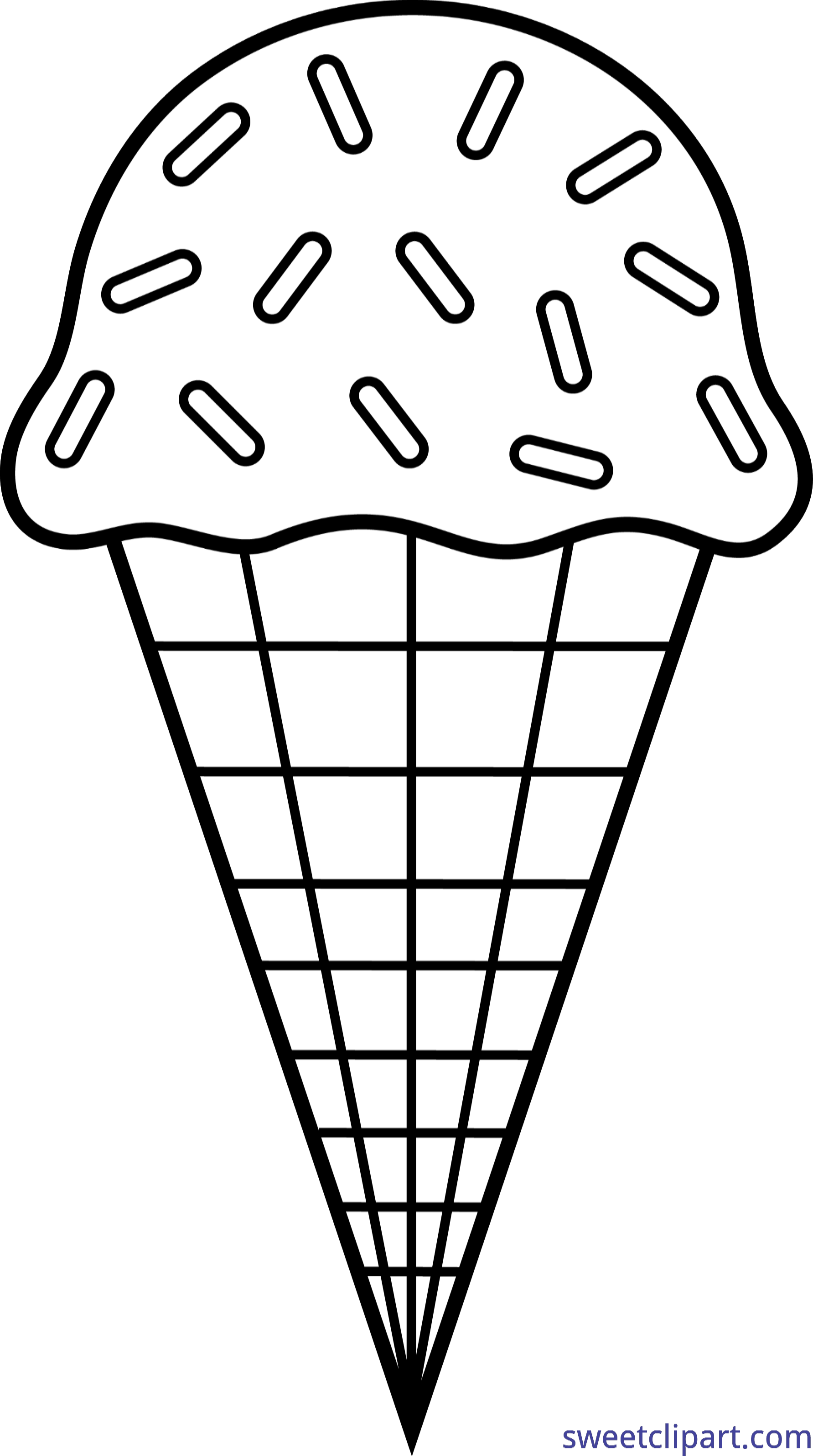 Ice cream sprinkles lineart. Cone clipart cute