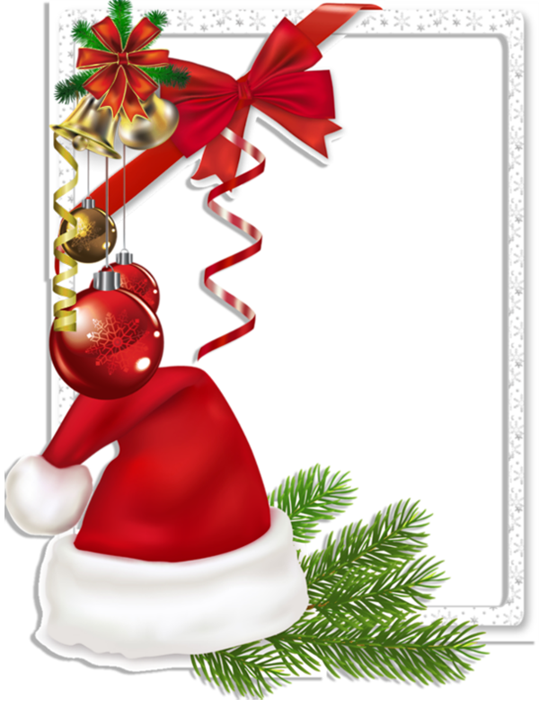 Christmas transparent photo frame. Cone clipart hat