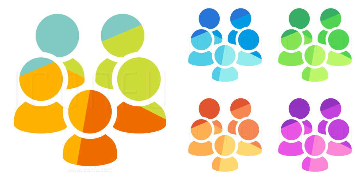 Conference clipart five person. Users icon colored style