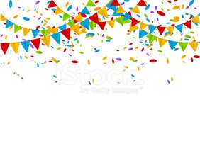 Party flags with color. Confetti clipart colored