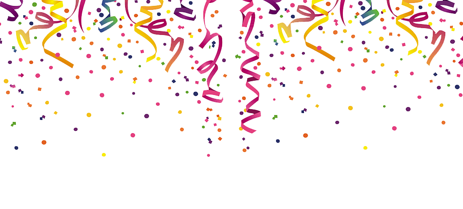 Transparent stickpng confetti header. Party png images