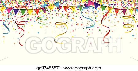 Vector art carnival ribbons. Confetti clipart header