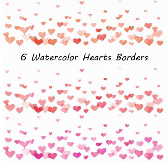 Watercolor borders clip art. Confetti clipart hearts