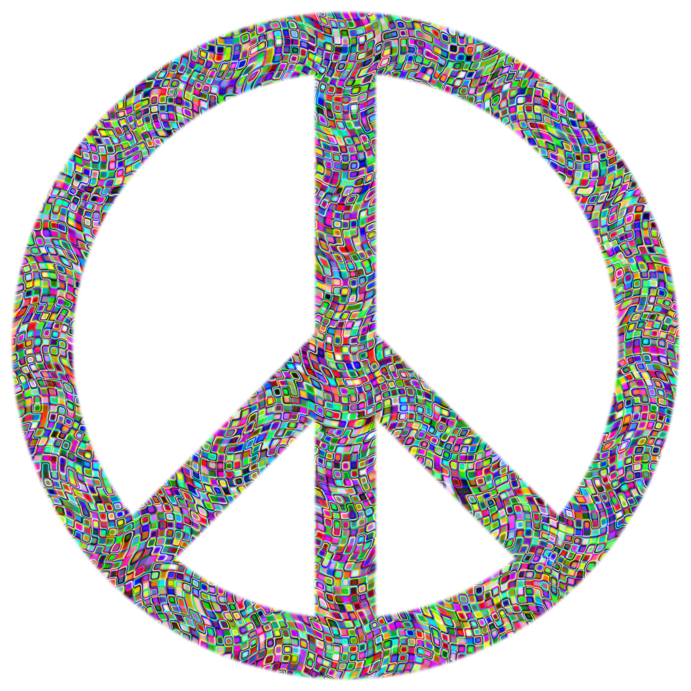 Prismatic psychedelic peace sign. Confetti clipart turquoise