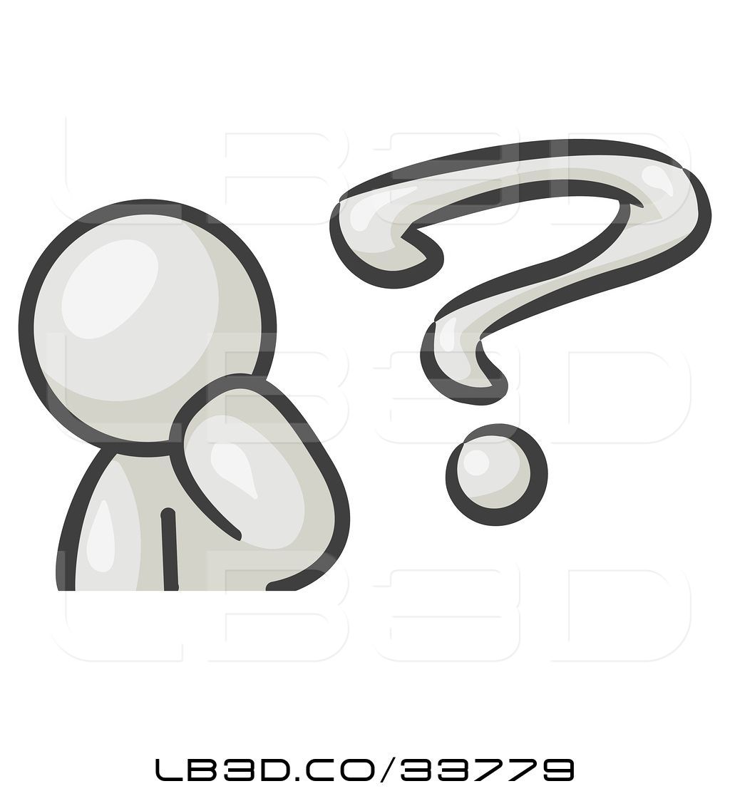 Illustration of white guy. Confused clipart curiousity