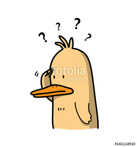 Confused clipart curiousity. Curious duck cartoon a
