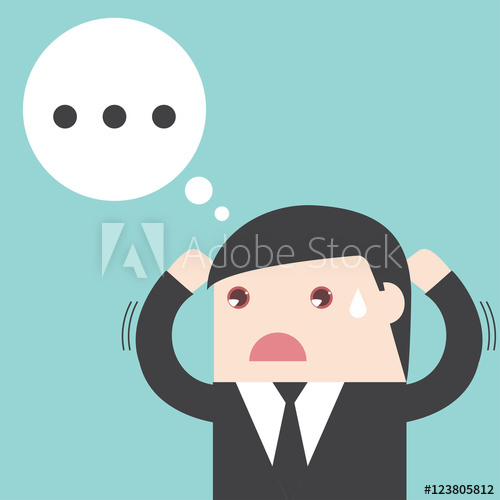 Businessman missing communication people. Confused clipart unclear
