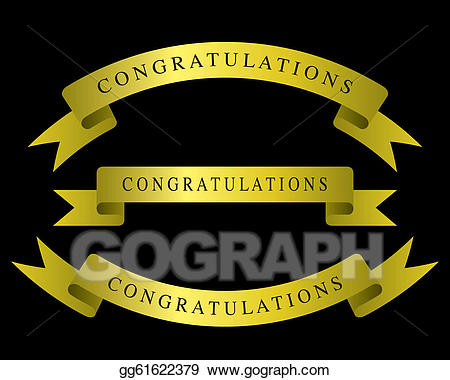 Vector ribbon . Congratulations clipart gold
