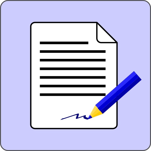 Sign document icon clip. Contract clipart