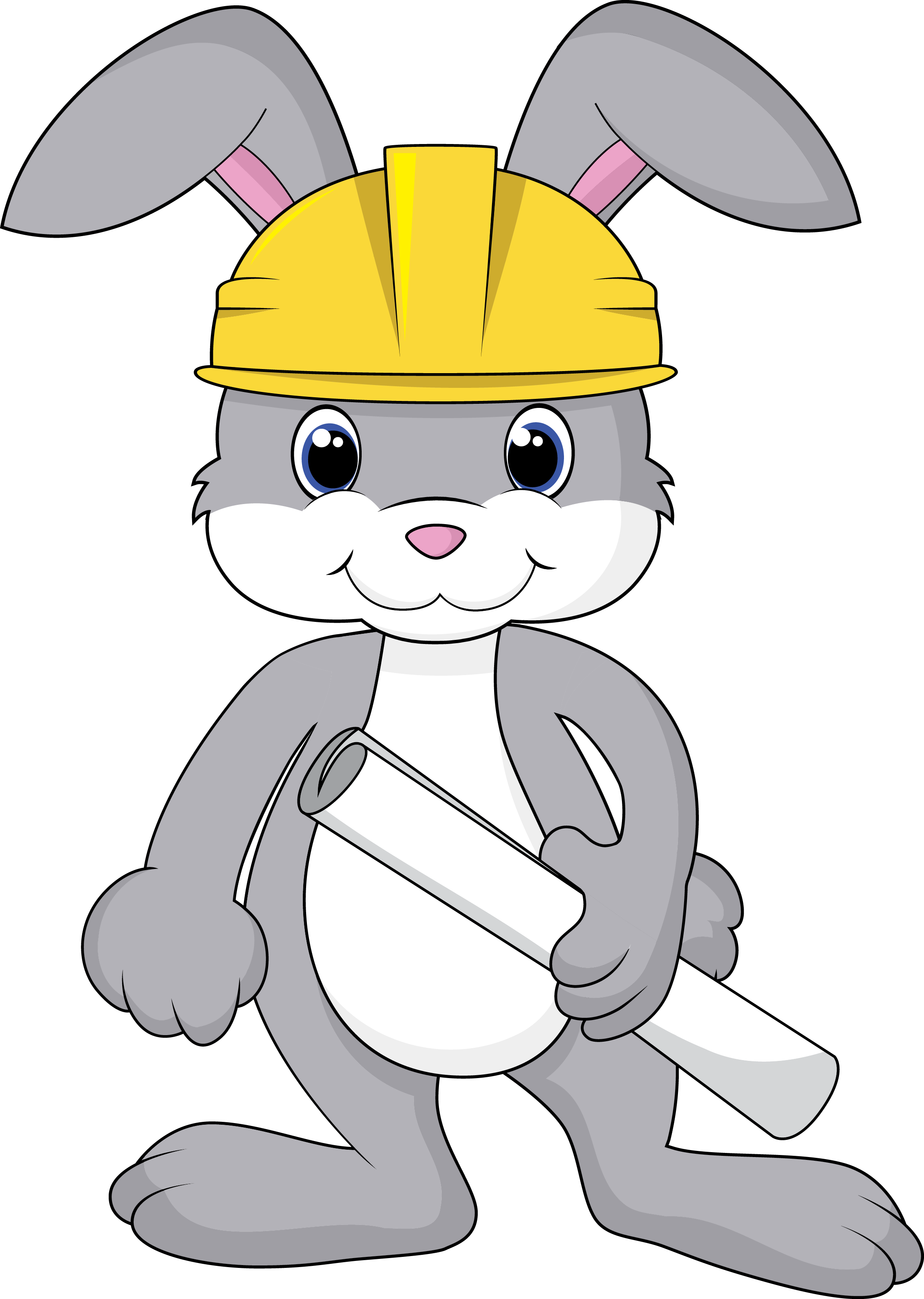 Rabbit with construction plans. Plan clipart contractor