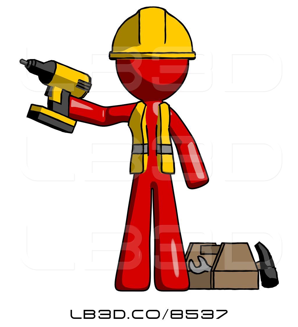 Illustration of red construction. Drill clipart contractor