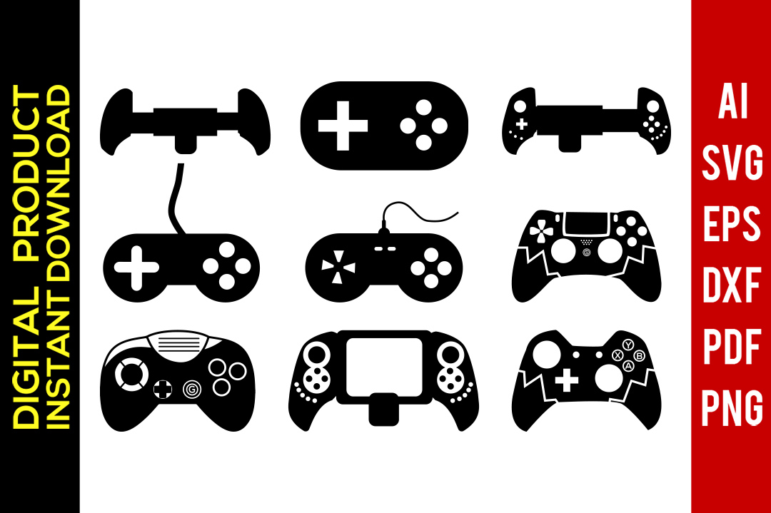 Controller video silhouette vector. Game clipart svg