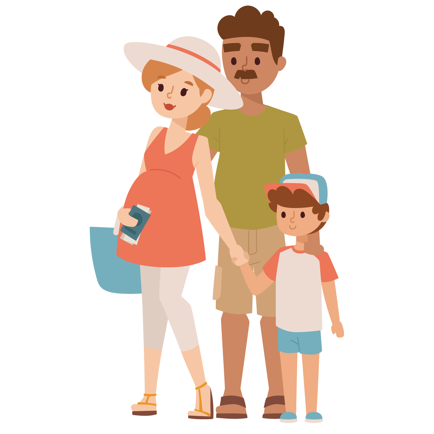 Travel family vacation illustration. Son clipart father shoulder