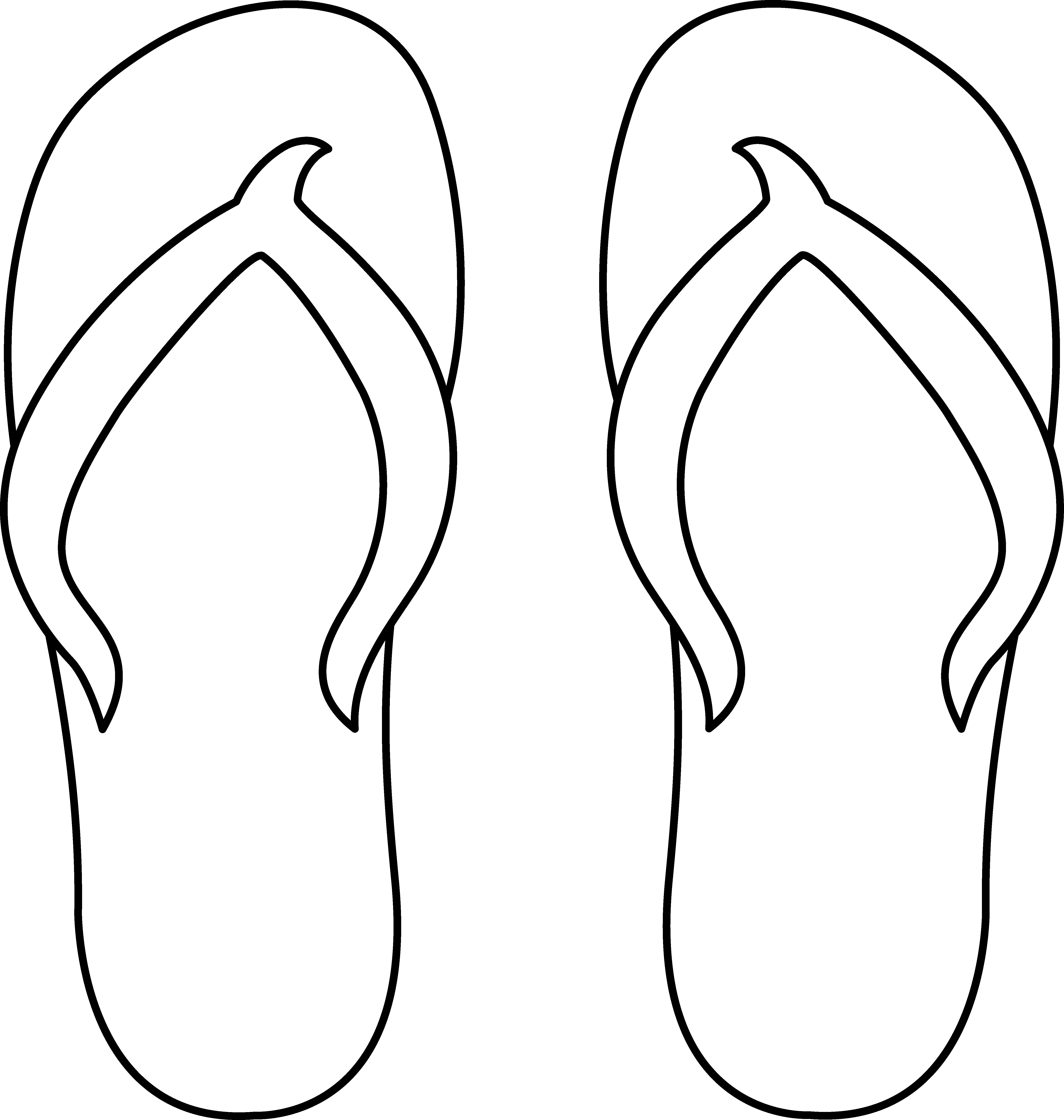 Hawaiian clipart flip flop. Colorable flops for gr