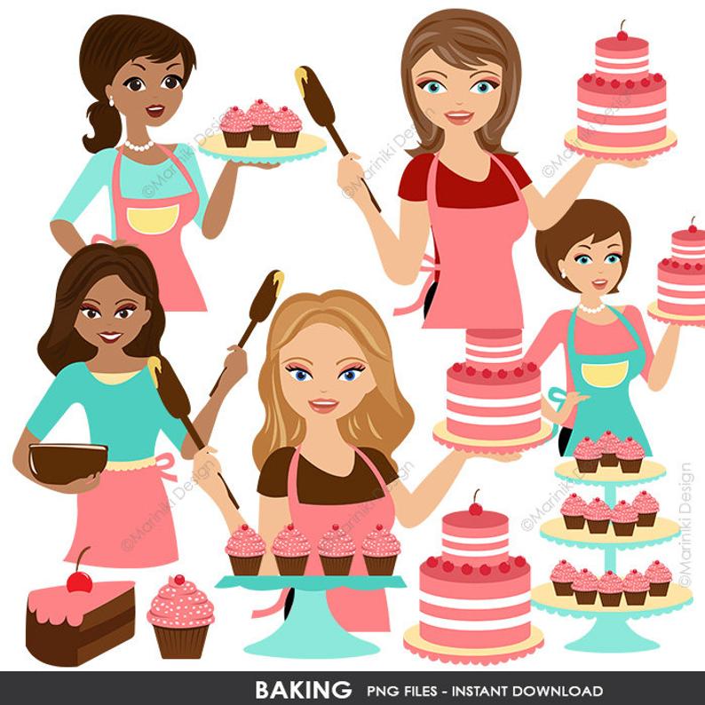 Cook clipart mother baking cake. Clip art woman bakers