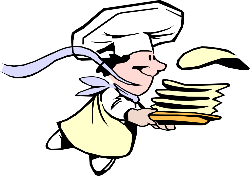 Cr pes chef serves. Cook clipart pancake