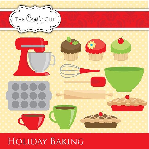 Holiday baking set by. Scrapbook clipart cookbook