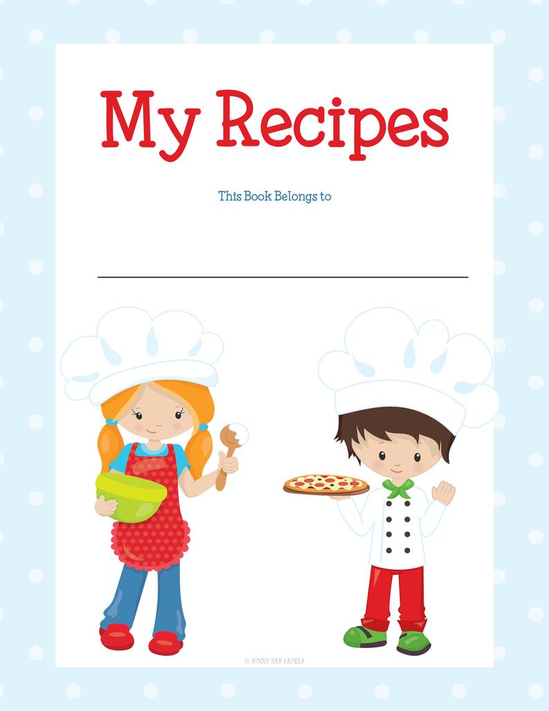 Kids recipes for organizer. Cookbook clipart recipe binder