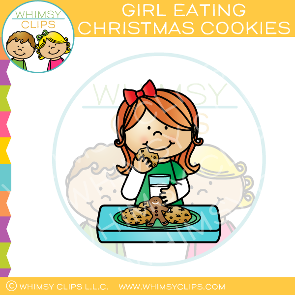 Cookies clipart clip art. Girl eating christmas 