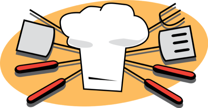 Baking kitchen supplies outside. Cooking clipart