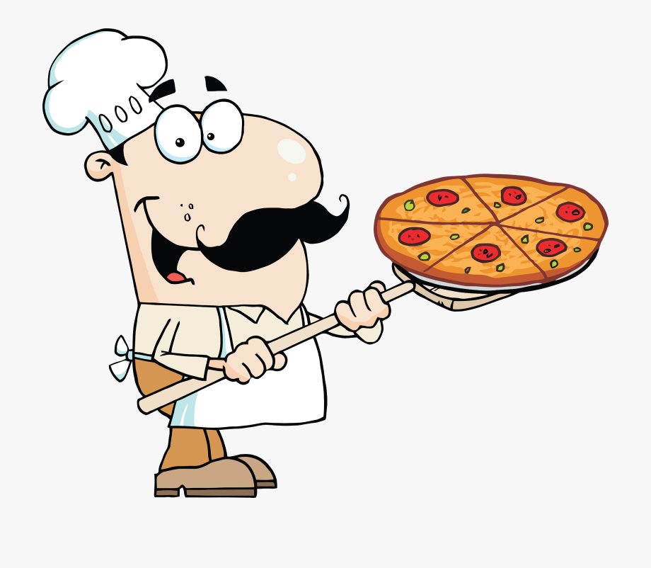 Cartoon pizza man cliparts. Cooking clipart guy italian