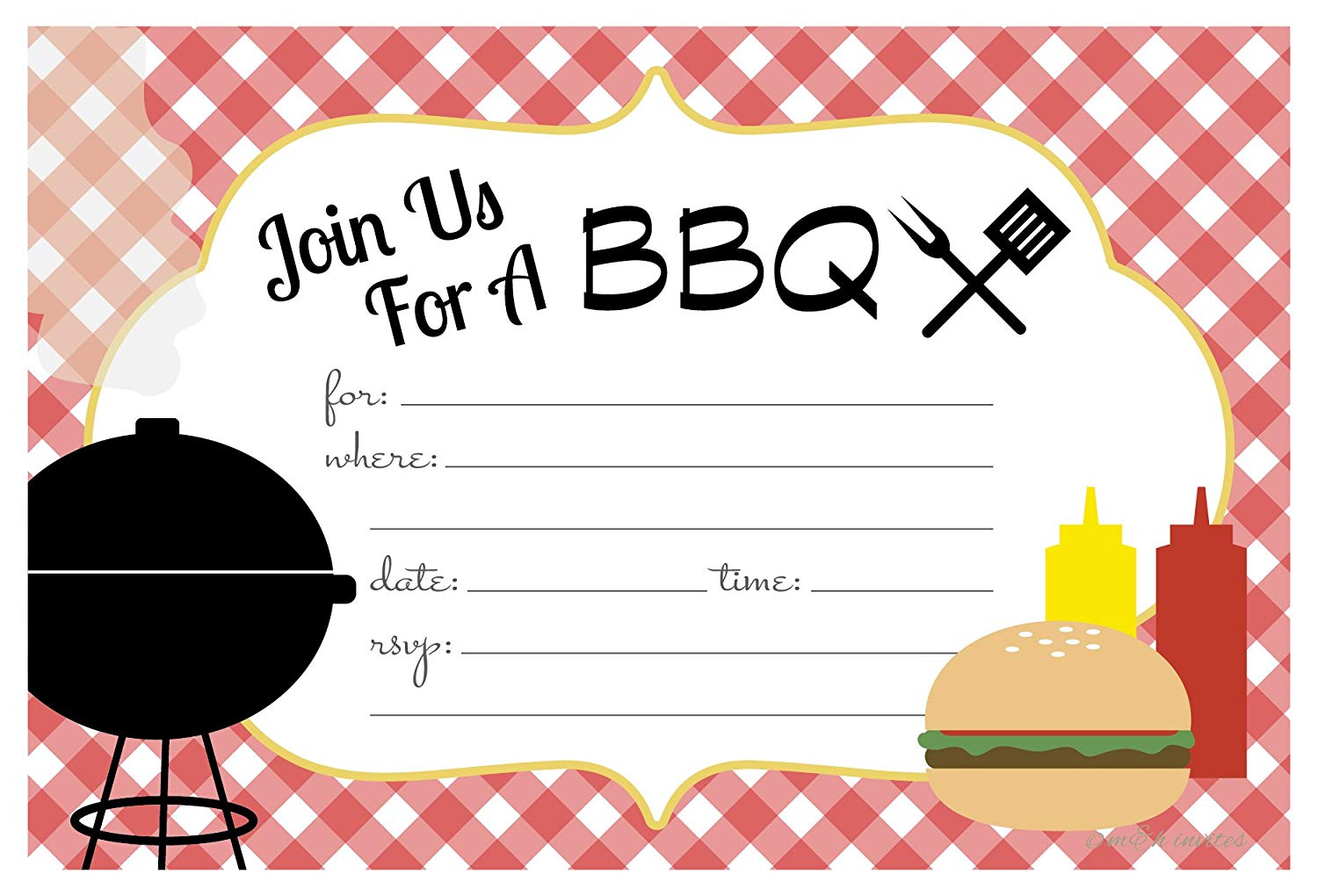 Summer bbq invitations fill. Cookout clipart blank