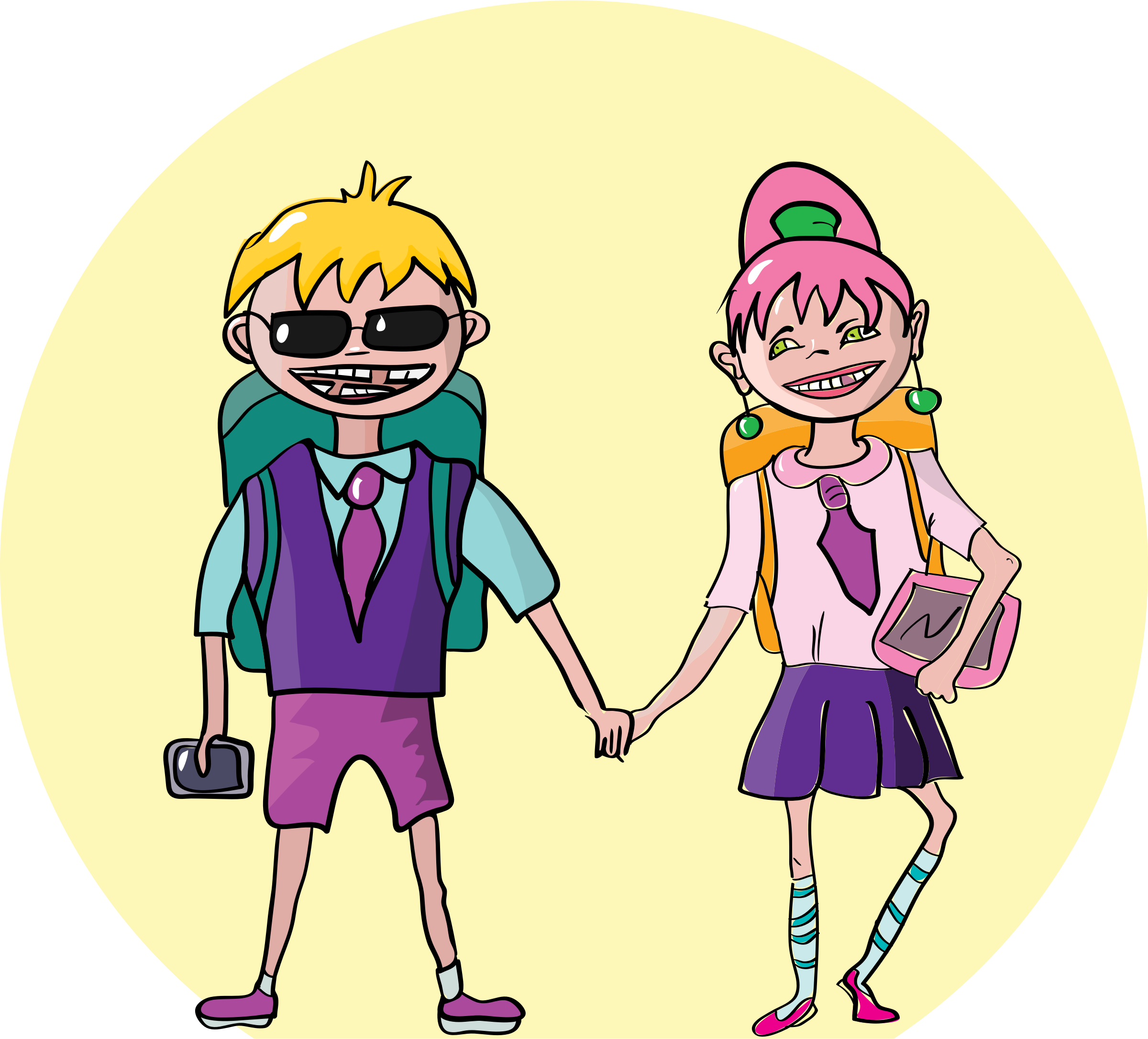 Kids going to school. Cool clipart cool kid