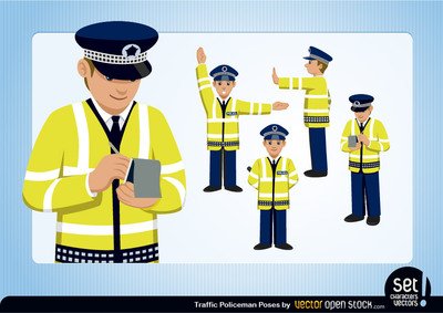 Free traffic policeman sets. Cop clipart trafic