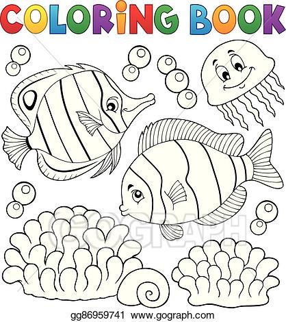 Coral clipart coloring. Vector book fish 