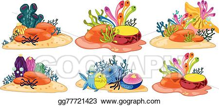 Coral clipart different. Vector stock reef illustration