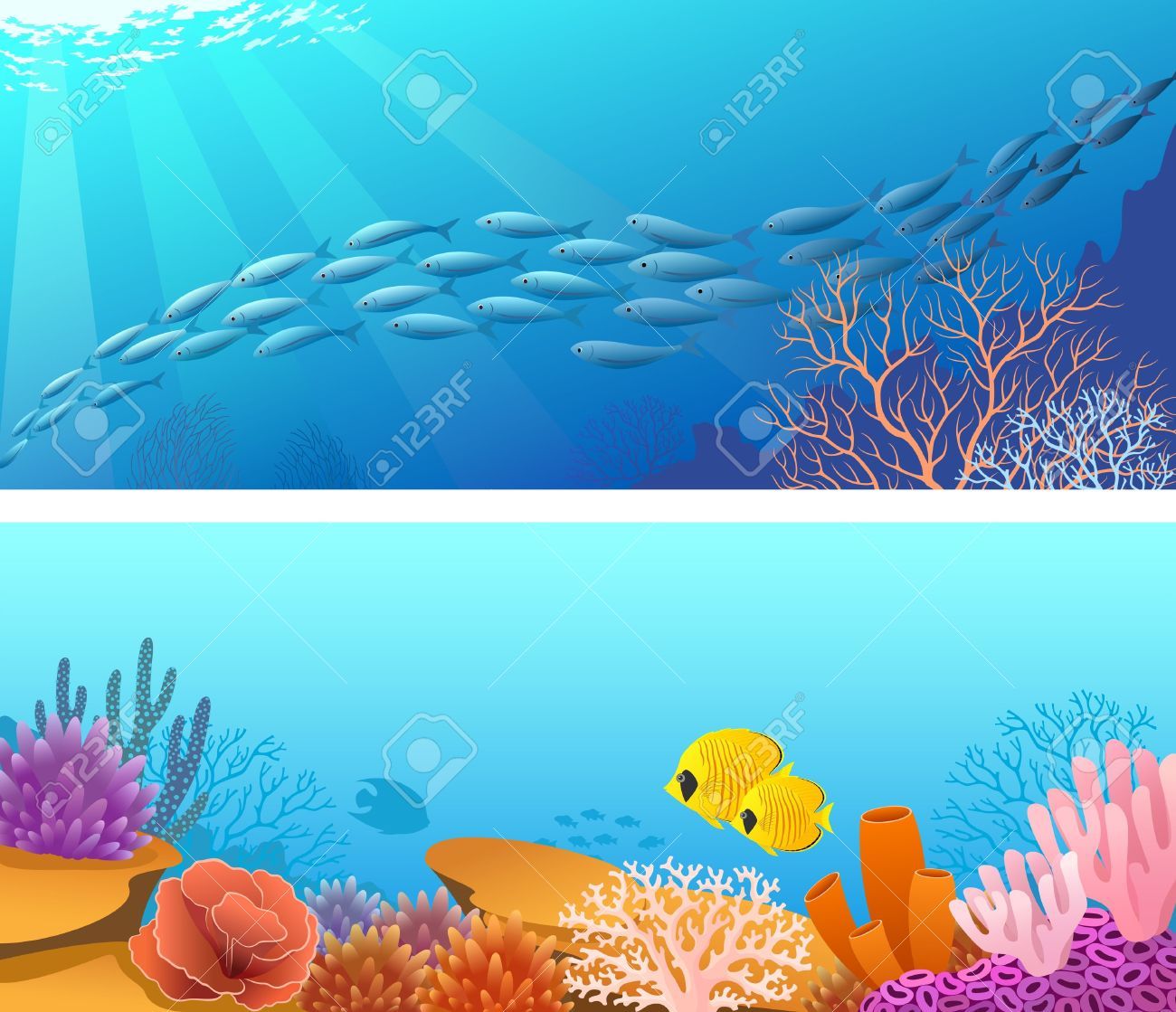 coral clipart fish scene