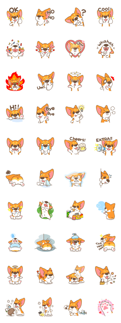 Pon line creators stickers. Corgi clipart sticker