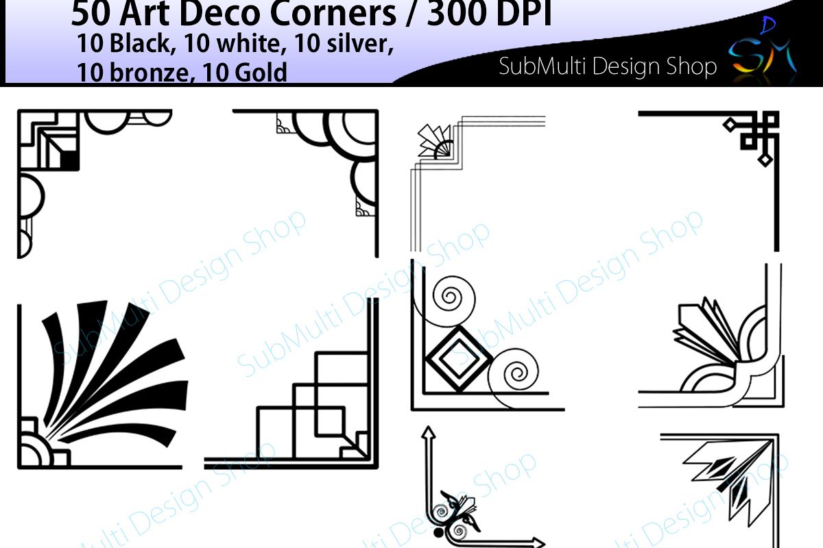 Corners digital vector high. Corner clipart art deco