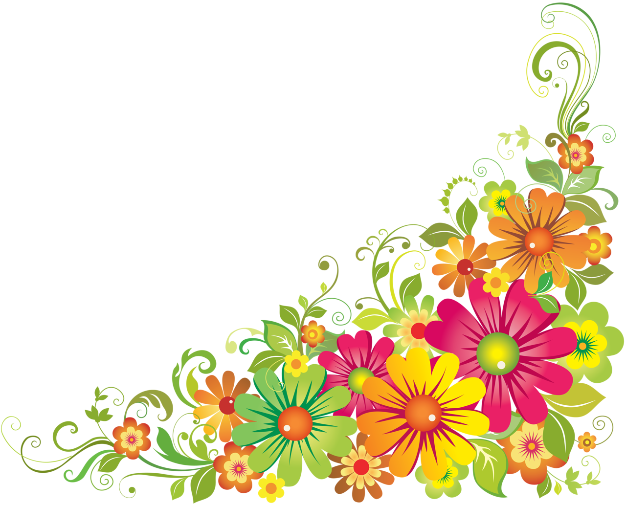  collection of flower. Corner clipart colourful
